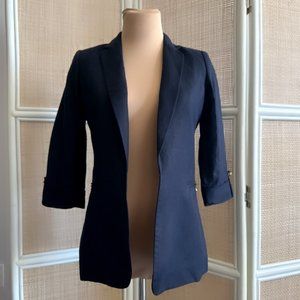 Calvin Klein X-Small Petite Roll-Tab Sleeve Jacket in Navy